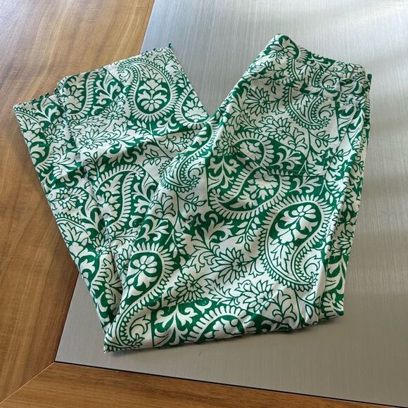 Ralph Lauren, black label, vintage green and tan print pants -size 6 -beaded - Picture 3 of 14